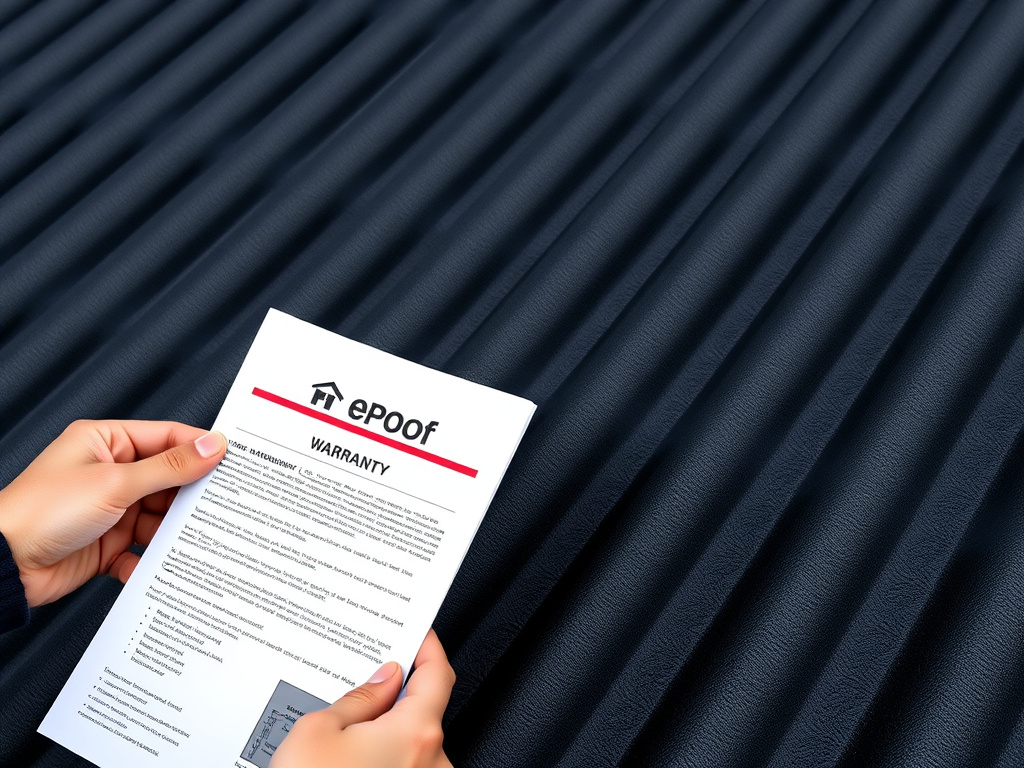 Illustration of an EPDM manufacturer warranty document being reviewed alongside repair records